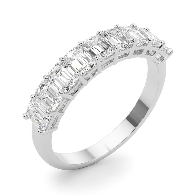 1.50 Carat 9 Stone Emerald cut Diamond Wedding Band Anniversary Ring Set In 14k White Gold