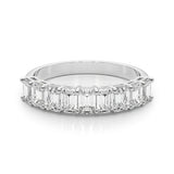 1.50 Carat 9 Stone Emerald cut Diamond Wedding Band Anniversary Ring Set In 14k White Gold