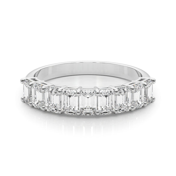 1.50 Carat 9 Stone Emerald cut Diamond Wedding Band Anniversary Ring Set In 14k White Gold