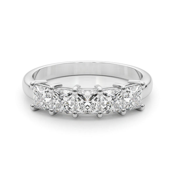 1.00 Ctw 5 Stone Princess-cut Diamond Wedding Band Anniversary Ring Set In 14k White Gold