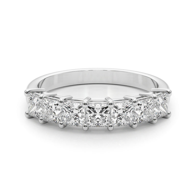 1.25 Carat 7 Stone Princess-cut Diamond Wedding Band Anniversary Ring Set In 14k White Gold