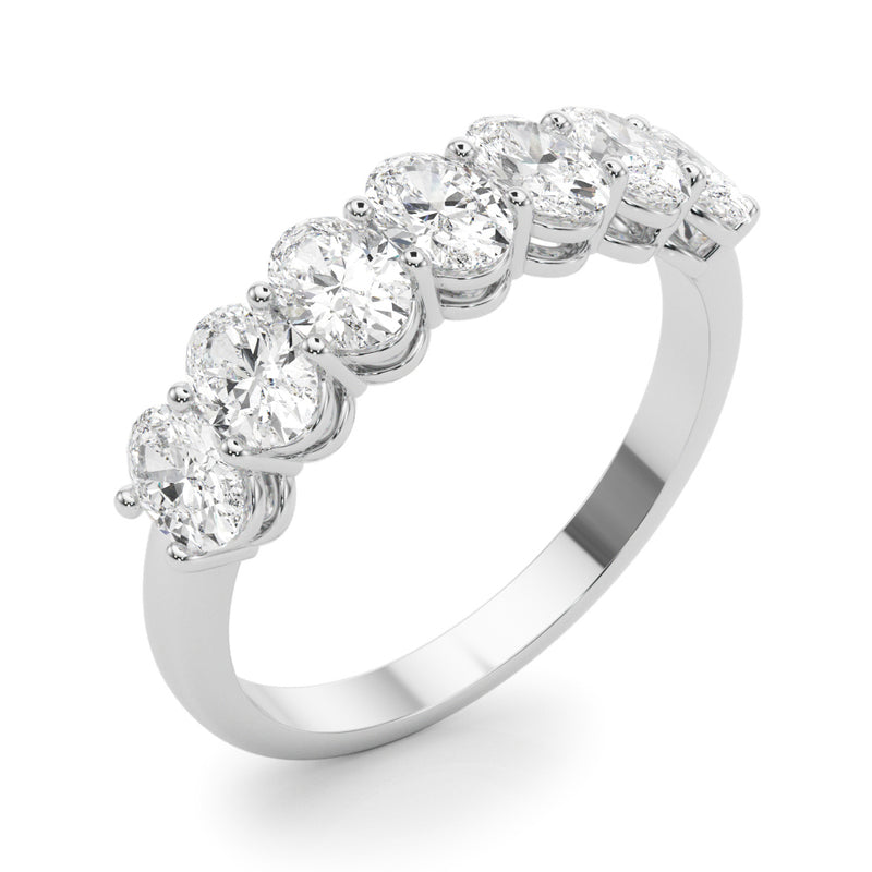 2.00 Carat 7 Stone Oval-shaped Diamond Wedding Band Anniversary Ring Set In 14k White Gold