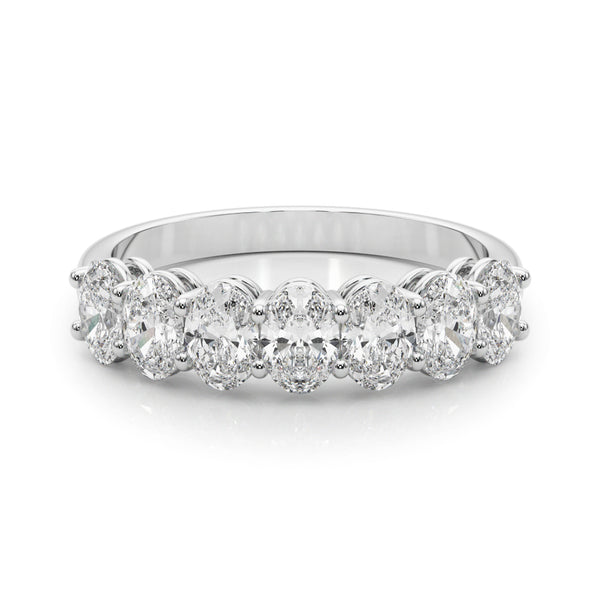 2.00 Carat 7 Stone Oval-shaped Diamond Wedding Band Anniversary Ring Set In 14k White Gold