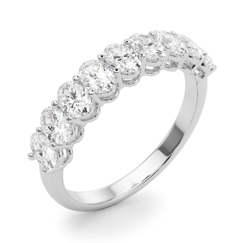 1.50 Carat 9 Stone Oval-cut Diamond Wedding Band Anniversary Ring Set In 14k White Gold - simonbjewels.co