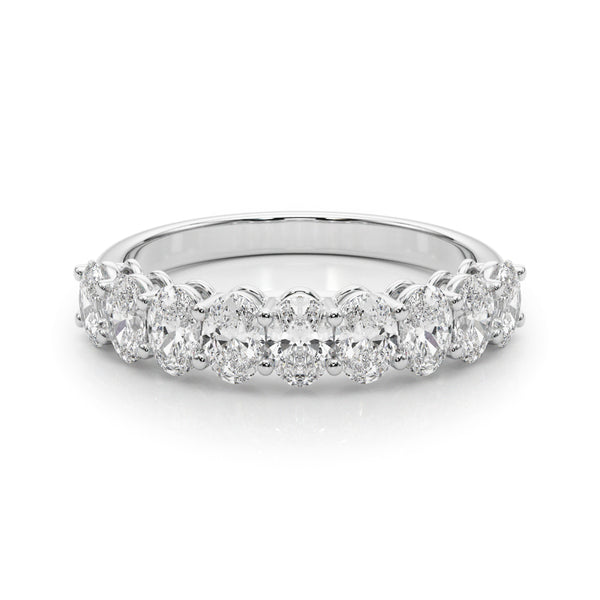 1.50 Carat 9 Stone Oval-cut Diamond Wedding Band Anniversary Ring Set In 14k White Gold - simonbjewels.co