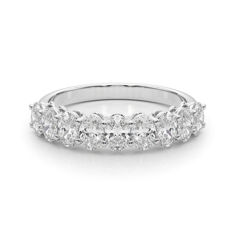 1.50 Carat 9 Stone Oval-cut Diamond Wedding Band Anniversary Ring Set In 14k White Gold - simonbjewels.co