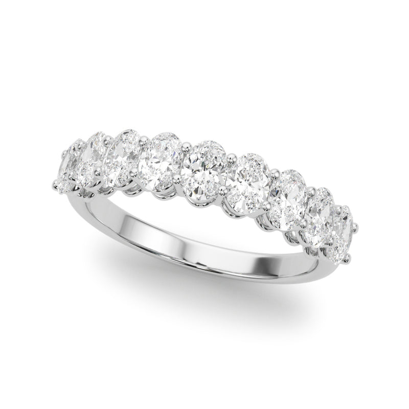 1.50 Carat 9 Stone Oval-cut Diamond Wedding Band Anniversary Ring Set In 14k White Gold - simonbjewels.co