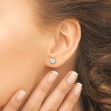 2.55 Carat F-VS Pave Halo Diamond Studs Earrings 14k White Gold - simonbjewels.co
