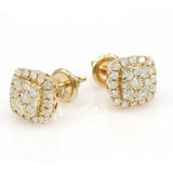 1.15 ctw Round Diamond Micropave cluster Earrings in 14k Yellow Gold - simonbjewels.co