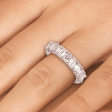 1.50 Carat 9 Stone Emerald cut Diamond Wedding Band Anniversary Ring Set In 14k White Gold - simonbjewels.co