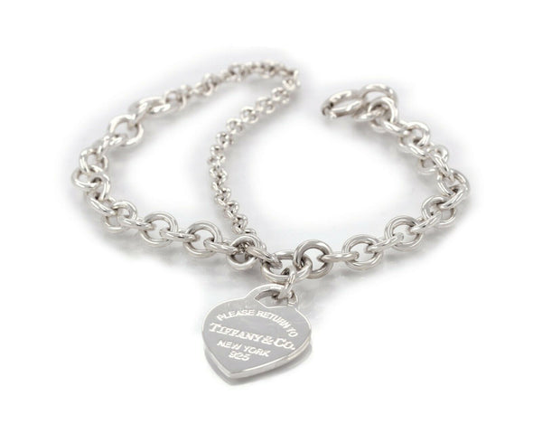 Tiffany & Co. Please Return to Sterling Silver Heart Tag Bracelet Rare Special - simonbjewels.co