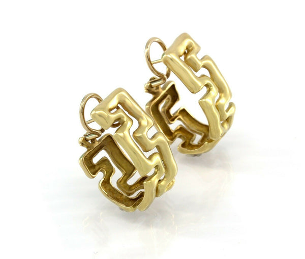 Tiffany & Co.18kt Yellow Gold Etruscan Greek Key Pattern Earrings - simonbjewels.co