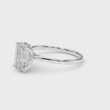 4.00 carat Emerald cut Solitaire Trellis Diamond Engagement Ring Setting In 14k Gold