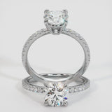 1.50ct Round Brilliant Petite Micropavé Diamond Engagement Ring Setting (0.25ctw) In 14k White Gold