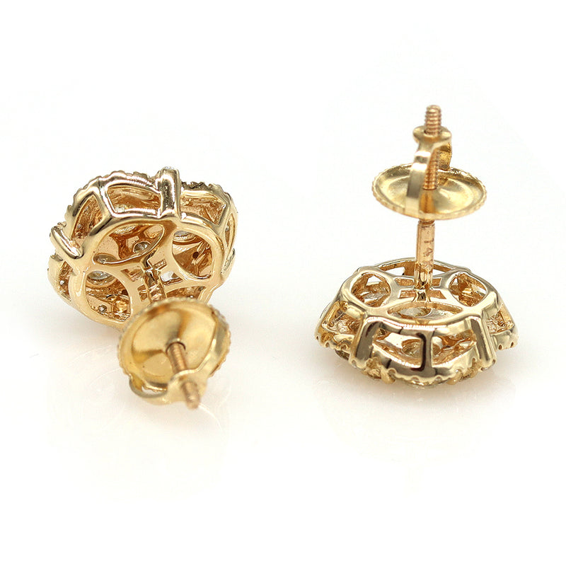 2.35 ctw Round Cluster Diamond Earrings in 14k Yellow Gold - simonbjewels.co