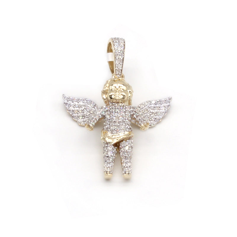 1.40 Carat F-VS Natural Diamond Baby Angel Pendant Solid 14k Gold - simonbjewels.co