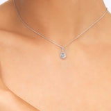 1.25 ct Pear shaped Diamond Halo Round Diamond Pendant Necklace 18k Gold - simonbjewels.co