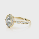 1.00 ct tw Round cut Diamond Halo Vintage Engagement Ring Setting (1/4 ct tw) In 18k White Gold