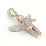 1.40 Carat F-VS Natural Diamond Baby Angel Pendant Solid 14k Gold - simonbjewels.co