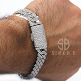 11.50 Carat F-VS Diamond Cuban Link Bracelet 65 Grams 14k White Gold - simonbjewels.co