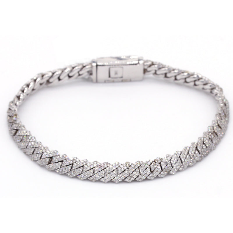 4.5 Carat F-VS Diamond Cuban Link Bracelet 21 Grams 14k White Gold - simonbjewels.co