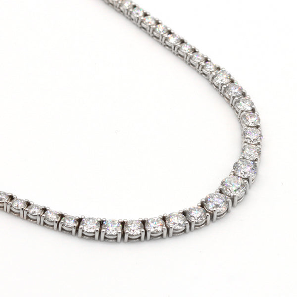 17.07 ctw Round Brilliant Graduated Diamond Rivera Tennis Necklace Set In 14k White Gold - simonbjewels.co