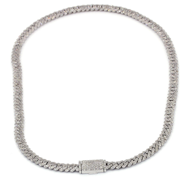 9.55 Carats F-VS Cuban Link Diamond Chain Necklace 50 Grams Solid 14k White Gold - simonbjewels.co