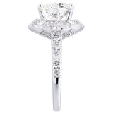 3.70 ct Round Diamond Engagement ring Halo setting with oval cut diamonds - simonbjewels.co