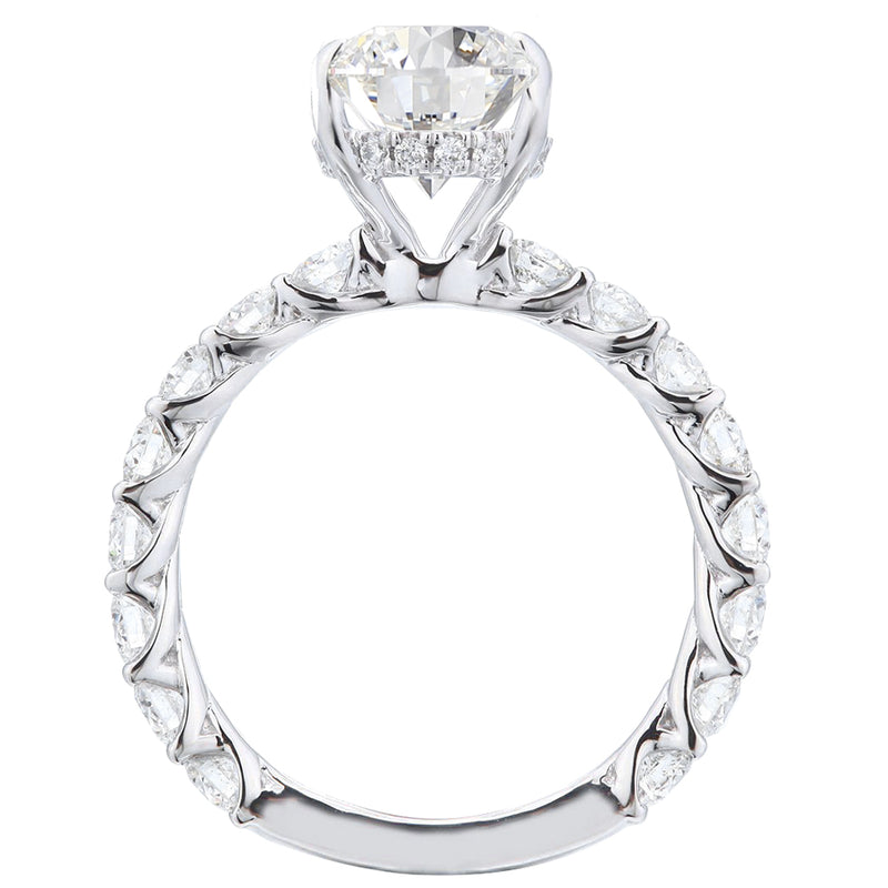 3.50 ct Oval Cut Diamond Engagement ring with round cut side stones U Prong setting - simonbjewels.co