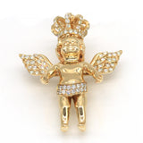 1.80 Carat F-VS Natural Round Diamond Baby Angel Pendant Solid 14k Gold - simonbjewels.co