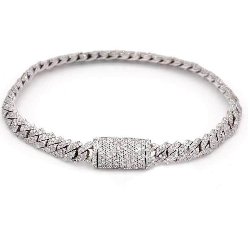 4.5 Carat F-VS Diamond Cuban Link Bracelet 21 Grams 14k White Gold - simonbjewels.co