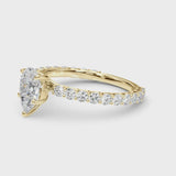 1.55ct Pear Cut Lucida Setting Diamond Engagement Ring Setting (0.65ctw) In 14k Gold