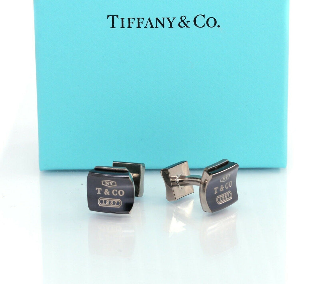 Tiffany & Co. Sterling Silver1837 Square Titanium Cuff Links Cuff - Rare!