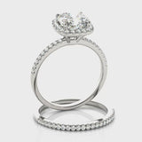 2.00 ct tw Cushion cut Diamond Halo Engagement Ring Setting (1/3 ct tw) In 18k White Gold