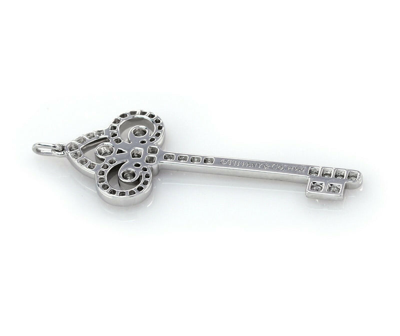 Tiffany & Co. Platinum Fleur De Lis Diamond Key Pendant - simonbjewels.co