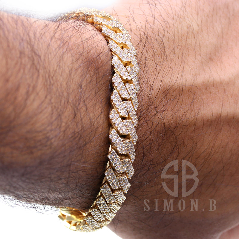 13.62 Carat F-VS Diamond Cuban Link Bracelet 90 Grams 14k Yellow Gold - simonbjewels.co