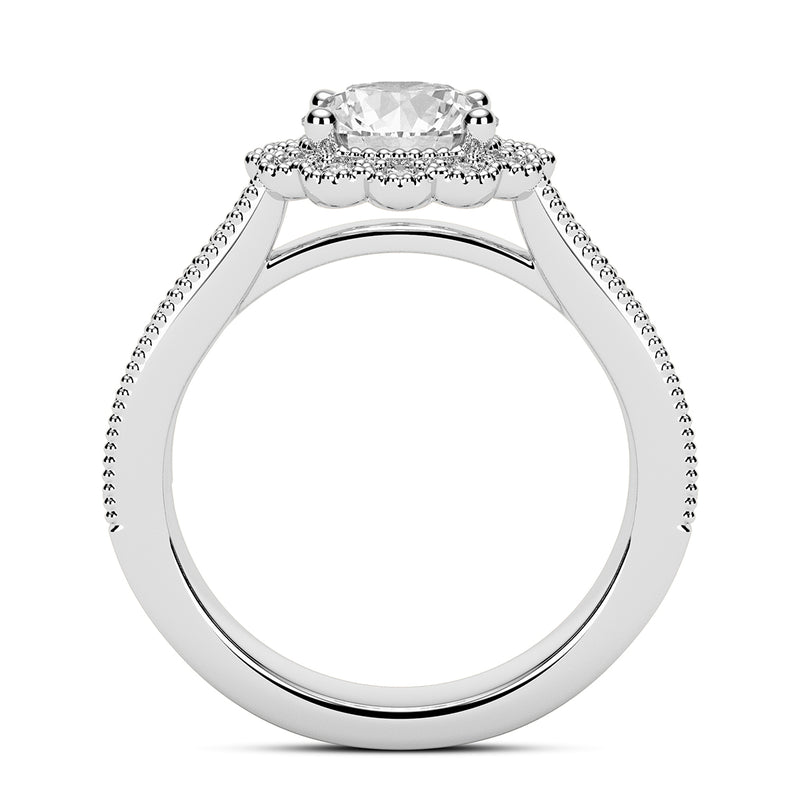 1.50ct Round Cut Vintage Halo Diamond Engagement Ring Setting (0.35ctw) In 14k Gold - simonbjewels.co