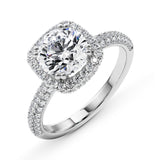 1.75ct Round Brilliant Micropavé Halo Diamond Engagement Ring Setting (0.45ctw) In 14k White Gold - simonbjewels.co