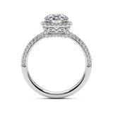 1.75ct Round Brilliant Micropavé Halo Diamond Engagement Ring Setting (0.45ctw) In 14k White Gold - simonbjewels.co