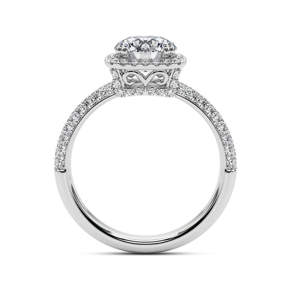 1.75ct Round Brilliant Micropavé Halo Diamond Engagement Ring Setting (0.45ctw) In 14k White Gold - simonbjewels.co