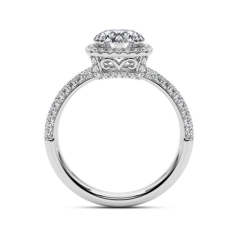 1.75ct Round Brilliant Micropavé Halo Diamond Engagement Ring Setting (0.45ctw) In 14k White Gold - simonbjewels.co