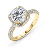 1.75ct Round Brilliant Micropavé Halo Diamond Engagement Ring Setting (0.45ctw) In 14k White Gold - simonbjewels.co