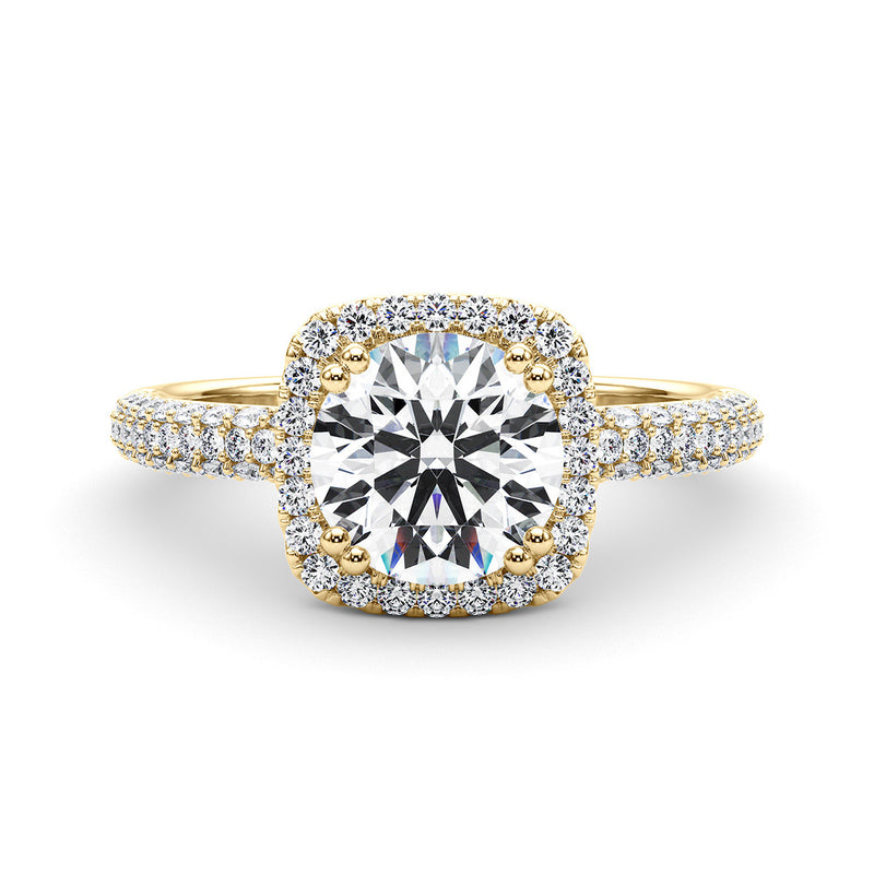 1.75ct Round Brilliant Micropavé Halo Diamond Engagement Ring Setting (0.45ctw) In 14k White Gold - simonbjewels.co