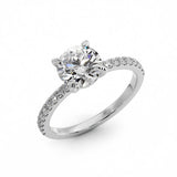 1.50ct Round Brilliant Petite Micropavé Diamond Engagement Ring Setting (0.25ctw) In 14k White Gold - simonbjewels.co