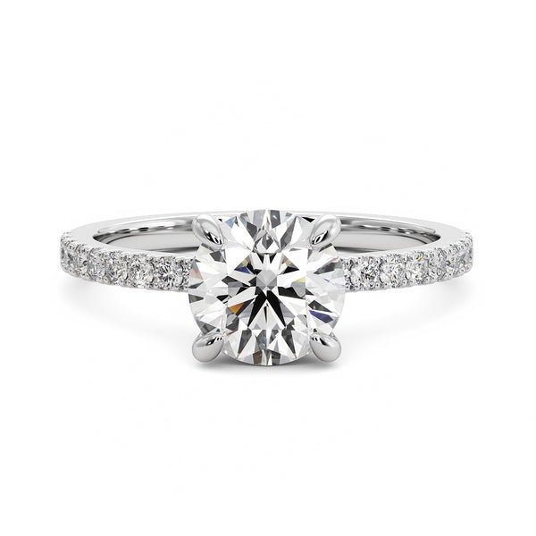 1.50ct Round Brilliant Petite Micropavé Diamond Engagement Ring Setting (0.25ctw) In 14k White Gold - simonbjewels.co