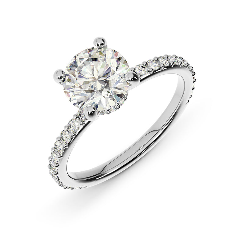 2.00ct Round Cut Hidden Halo Diamond Engagement Ring Setting (0.30ctw) In 14k Gold - simonbjewels.co