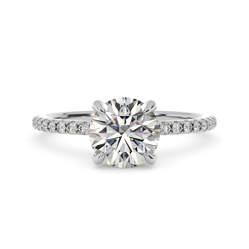 1.50ct Round Brilliant Micropavé Diamond Engagement Ring Setting (0.25ctw) In 14k White Gold - simonbjewels.co