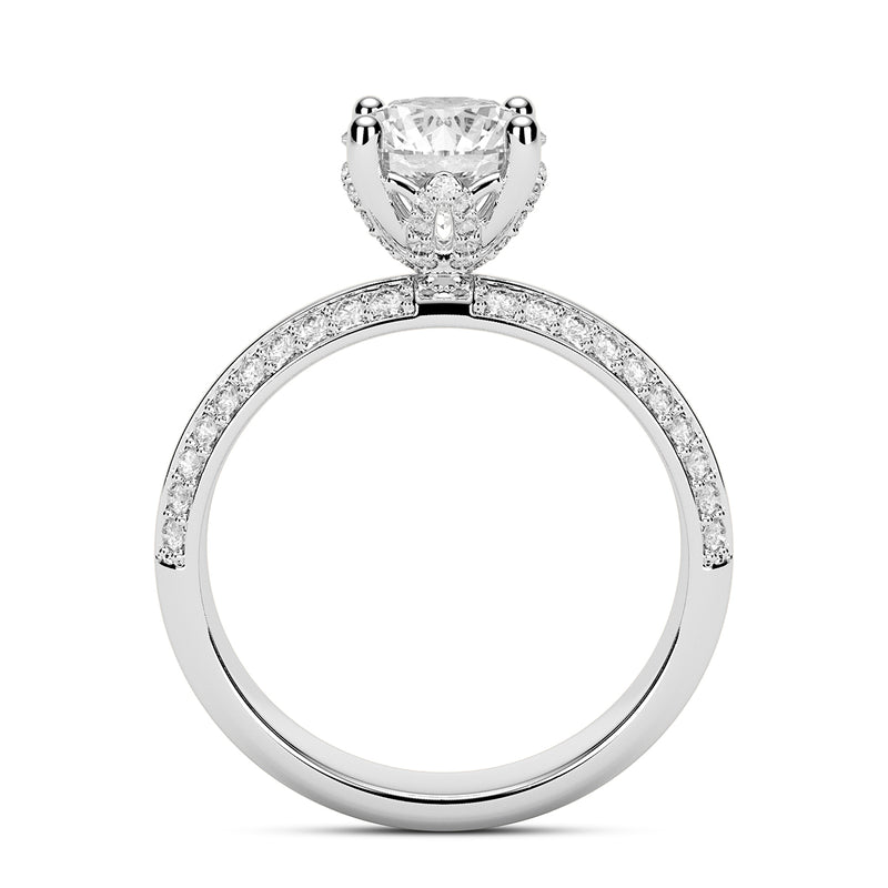 1.50ct Round Brilliant Knife-edge Micropavé Diamond Engagement Ring Setting (0.40ctw) In 14k White Gold - simonbjewels.co