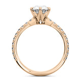 2.00ct Round Brilliant 6 Prong  Micropavé Diamond Engagement Ring Setting (0.30ctw) In 14k White Gold - simonbjewels.co