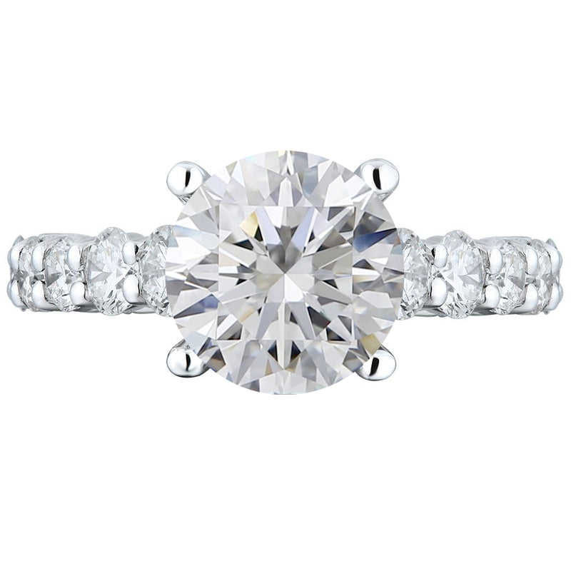 3.75 ct Round Diamond engagement ring with solitaire side diamonds - simonbjewels.co